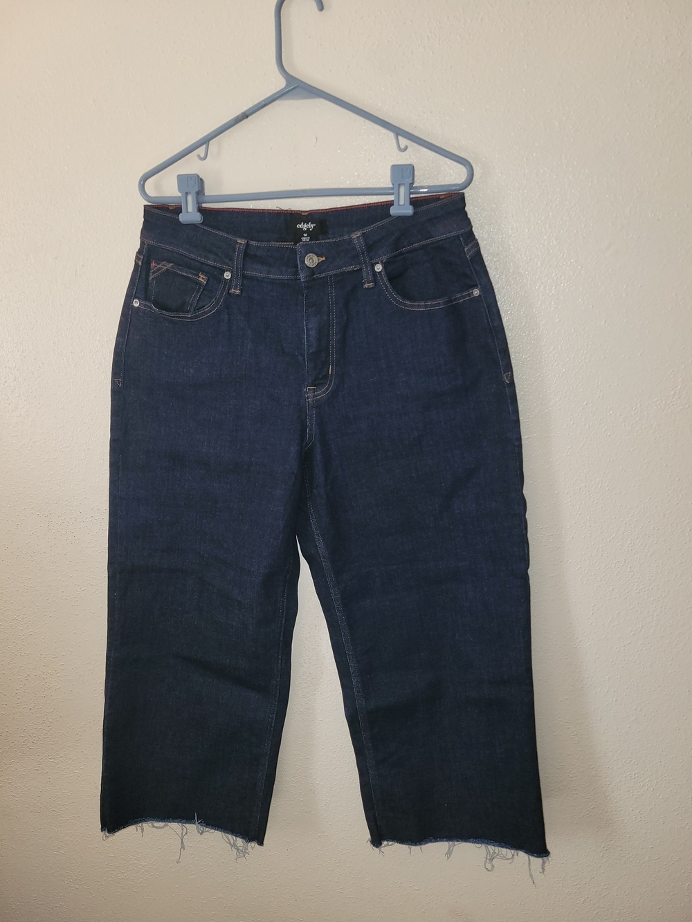 Edgely Womens Cropped Wide Leg Denim Jeans 14